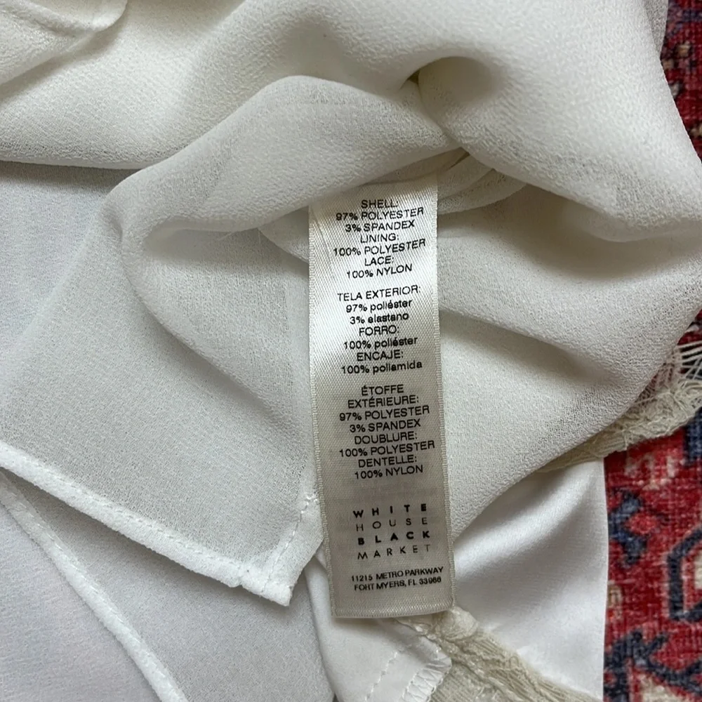 White House Black Market Ivory Satin Lace Layered Cami Camisole XS - Picture 7 of 8